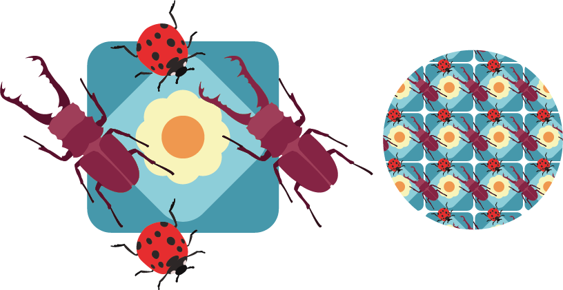 Repeating pattern of insects. (Adobe Illustrator)